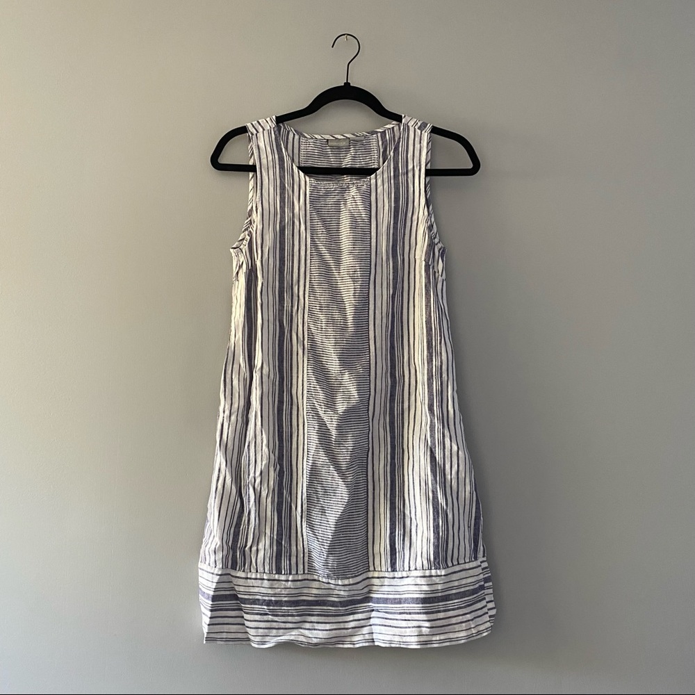 kenar dress linen blue white striped sleeveless
